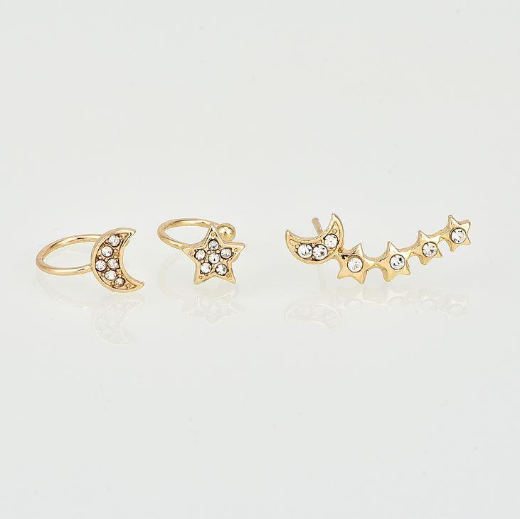 Line1: Moon & Star Earring and Cuff Set | Unique Design