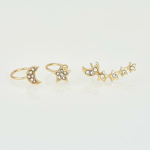 Line1: Moon & Star Earring and Cuff Set | Unique Design