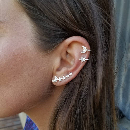 Line1: Moon & Star Earring and Cuff Set | Unique Design