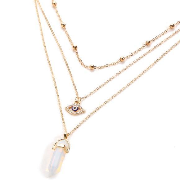 Line1: All Seeing Eye Multilayer Necklace - Unique Gemstone Jewelry