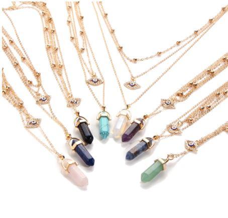Line1: All Seeing Eye Multilayer Necklace - Unique Gemstone Jewelry